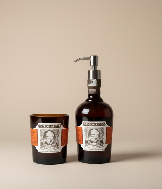 Set Bagno Diplomatico Rum Artigianale - Dispenser Sapone e Portaspazzolini