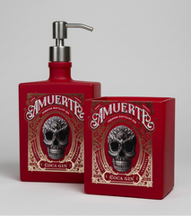 Set Bagno Amuerte Rosso Artigianale - Dispenser Sapone e Portaspazzolini
