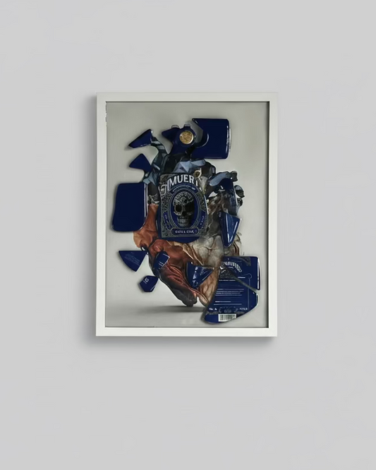 Amuerte's Blue Heart Quadro di Design Artigianale Toni del Blu