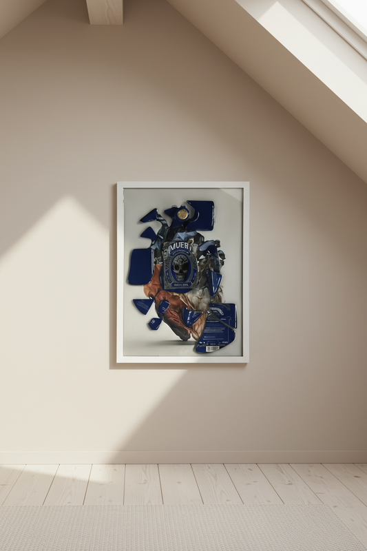 Amuerte's Blue Heart Quadro di Design Artigianale Toni del Blu