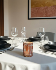 Candela Moët Nir con Luce sul Fondo - Bottiglia Champagne Terracotta Upcycled