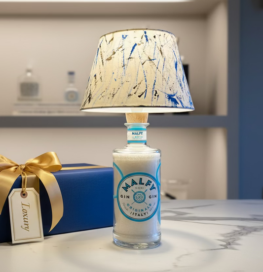 Lampada Malfy Azzurra Paralume Dipinto - Design Artigianale (incisione personalizzata)