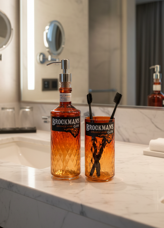 Set Bagno Brockman's Orange Kiss Artigianale - Dispenser Sapone e Portaspazzolini