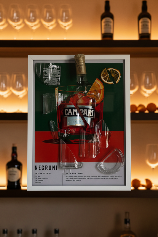 Quadro "Il Negroni" - Arredo Design Artigianale per Amanti del Cocktail Italiano