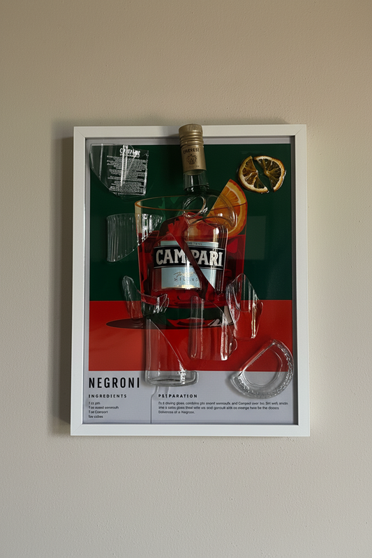 Quadro "Il Negroni" - Arredo Design Artigianale per Amanti del Cocktail Italiano