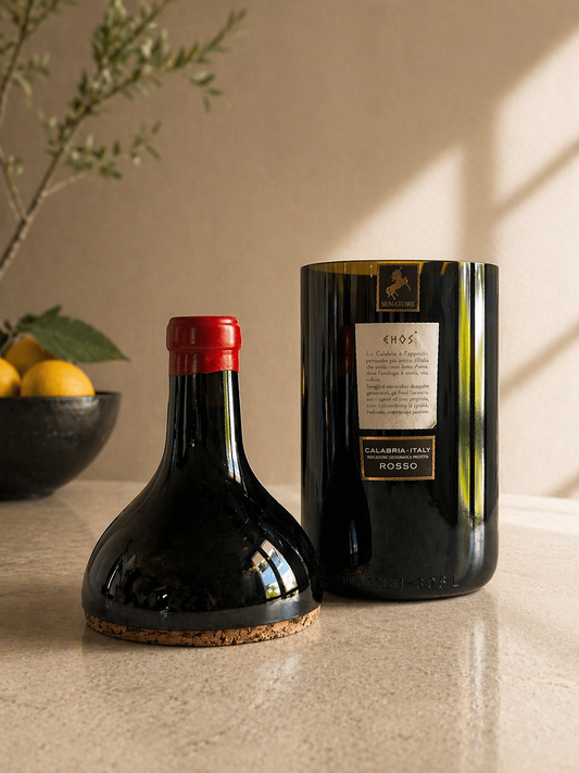 Bottiglia Ehos Rosso 3 Litri Riciclata – Porta Oggetti Artigianale con Chiusura in Sughero