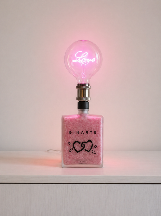 Lampada Gin Arte Love Rosa - Design Upcycling