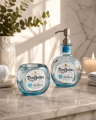 Set Bagno Design Don Julio – Dispenser Sapone & Portaspazzolini in Bottiglia Upcycled