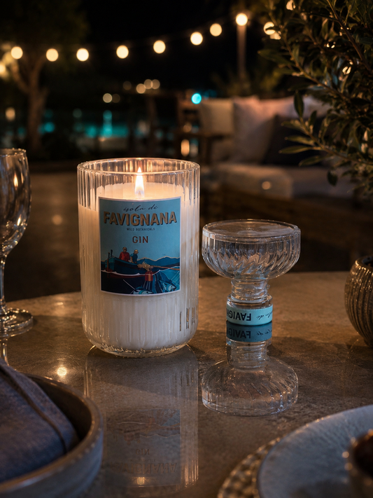Candela Favignana Gin – Candela Artigianale in Vetro di Design