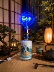 Lampada Etsu Gin Love LED Blu – Lampada Artigianale da Tavolo con Presa Elettrica