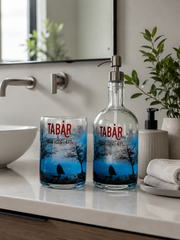 Set Bagno Tabarro | Dispenser Sapone e Portaspazzolini in Vetro Recuperato