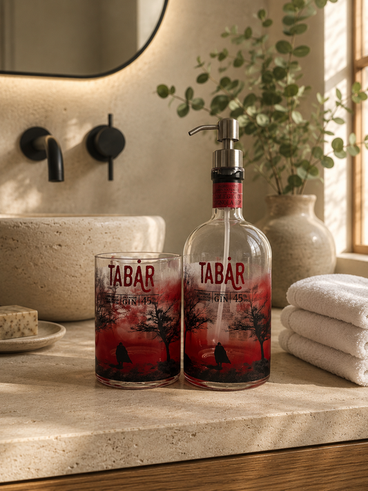 Set Bagno Tabarro Edizione Ciliegio | Dispenser e Portaspazzolini Artigianali
