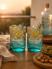 Set di 2 bicchieri in vetro riciclato con decoro floreale