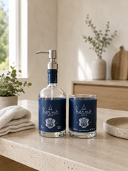 Set Dispenser Sapone e Bicchiere in Vetro Riciclato – Artigianale da Bottiglia Hernö Gin