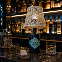 Lampada Hendrick’s Orbium Artigianale RGB USB – Bottiglia Gin Riciclata
