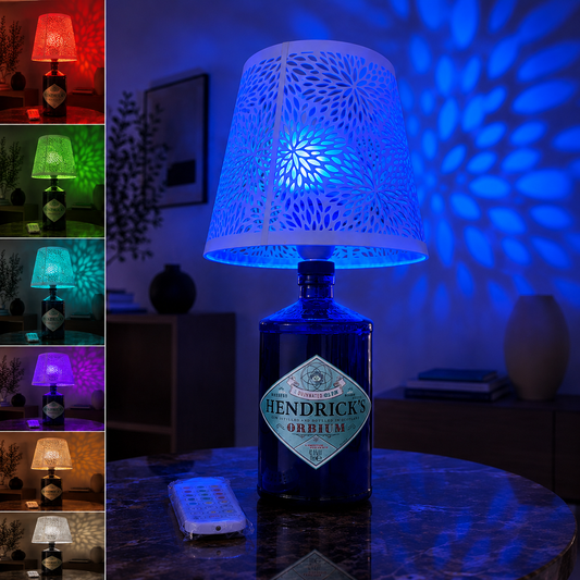 Lampada Hendrick’s Orbium Artigianale RGB USB – Bottiglia Gin Riciclata