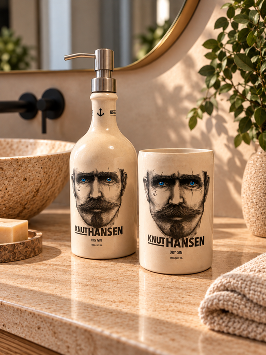 Set Bagno Knut – Dispenser e Bicchiere in Ceramica