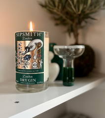 Candela Gin Sipsmith con tappo — Artigianale riciclata (incisione personalizzata)