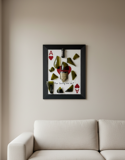 Quadro Artigianale – “How lucky are we?”- Opera d'Arte con Dom Pérignon