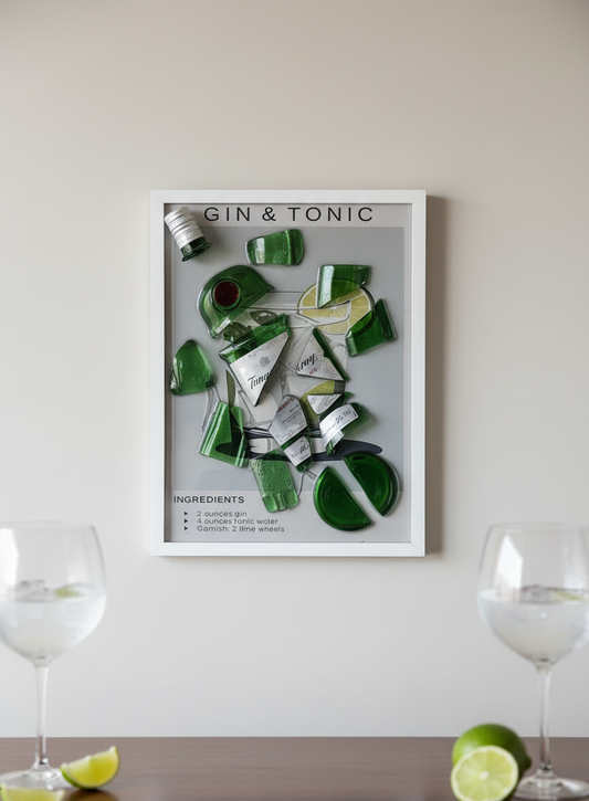 Quadro Gin & Tonic Artigianale – Bottiglia Originale e Design Moderno
