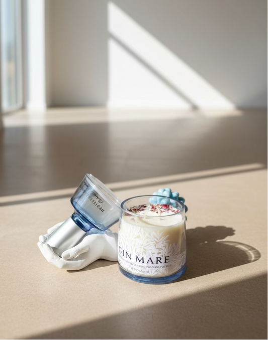 Candela Gin Mare 1L con tappo — Artigianale riciclata (incisione personalizzata)