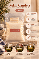 Refill Candela in Cera di Sabbia – 500 g - LA TUA BOTTIGLIA NON È FINITA. RICARICALA.